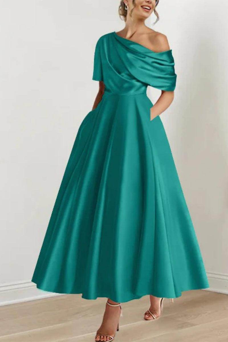 A Line One shoulder Half Sleeve Ankle Length Mother Dresses CM0366
