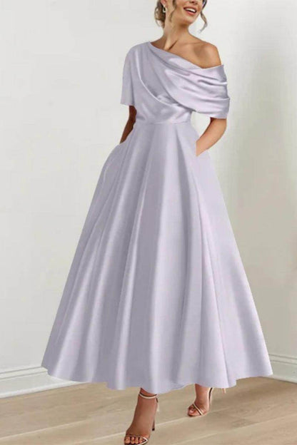 A Line One shoulder Half Sleeve Ankle Length Mother Dresses CM0366
