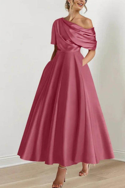 A Line One shoulder Half Sleeve Ankle Length Mother Dresses CM0366
