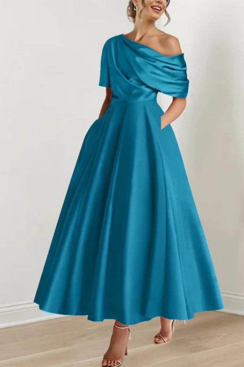 A Line One shoulder Half Sleeve Ankle Length Mother Dresses CM0366