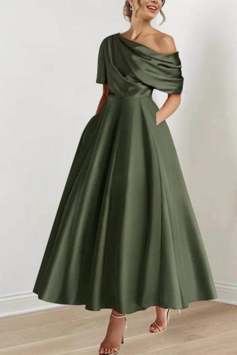 A Line One shoulder Half Sleeve Ankle Length Mother Dresses CM0366