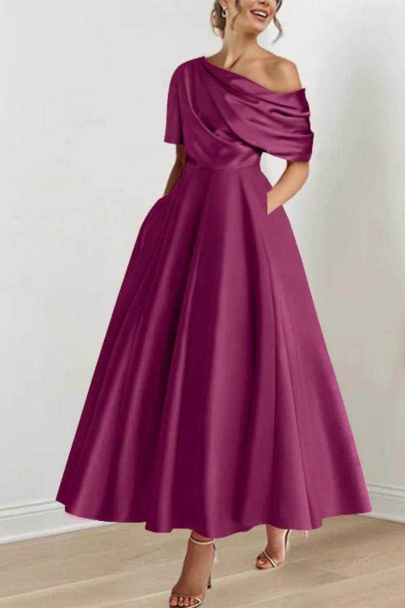 A Line One shoulder Half Sleeve Ankle Length Mother Dresses CM0366
