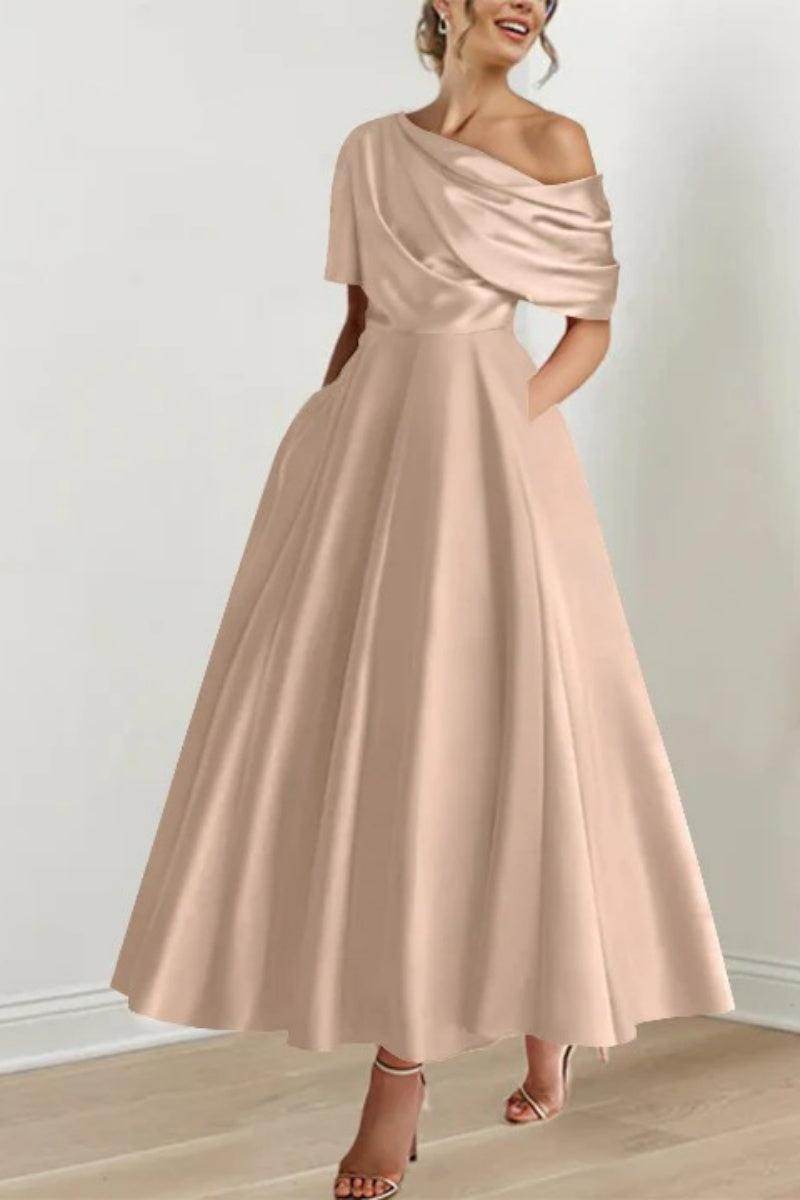 A Line One shoulder Half Sleeve Ankle Length Mother Dresses CM0366
