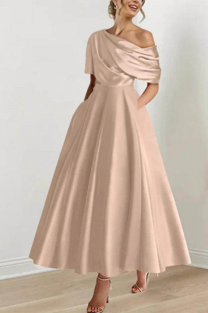 A Line One shoulder Half Sleeve Ankle Length Mother Dresses CM0366