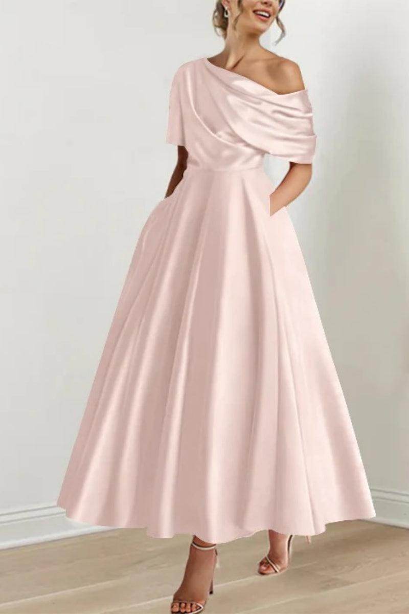 A Line One shoulder Half Sleeve Ankle Length Mother Dresses CM0366