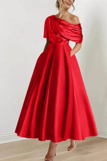 A Line One shoulder Half Sleeve Ankle Length Mother Dresses CM0366