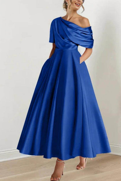 A Line One shoulder Half Sleeve Ankle Length Mother Dresses CM0366