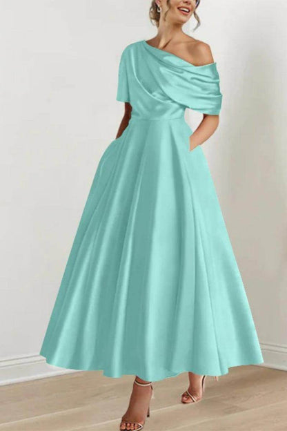A Line One shoulder Half Sleeve Ankle Length Mother Dresses CM0366