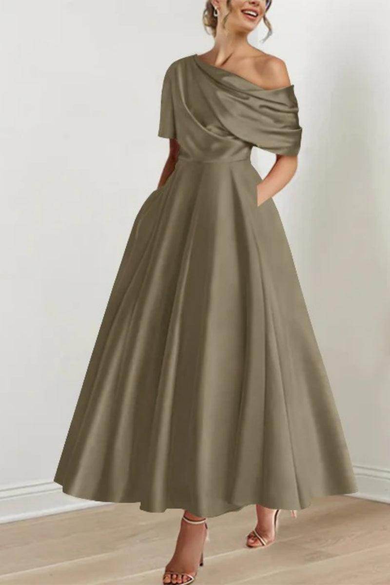A Line One shoulder Half Sleeve Ankle Length Mother Dresses CM0366