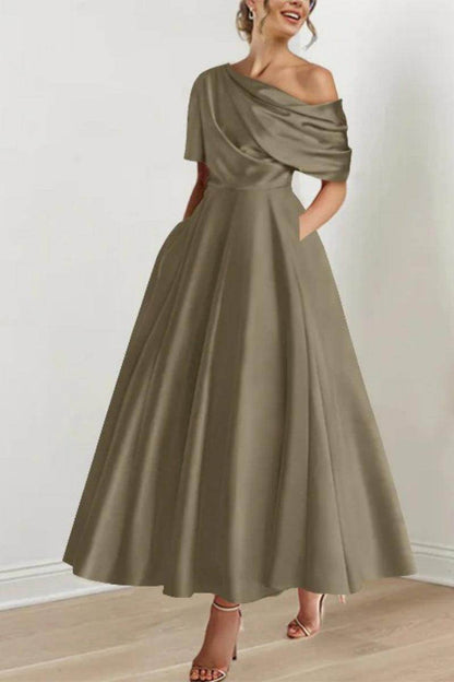 A Line One shoulder Half Sleeve Ankle Length Mother Dresses CM0366