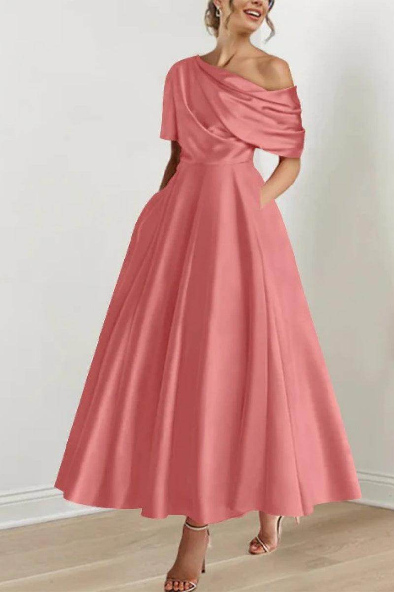 A Line One shoulder Half Sleeve Ankle Length Mother Dresses CM0366