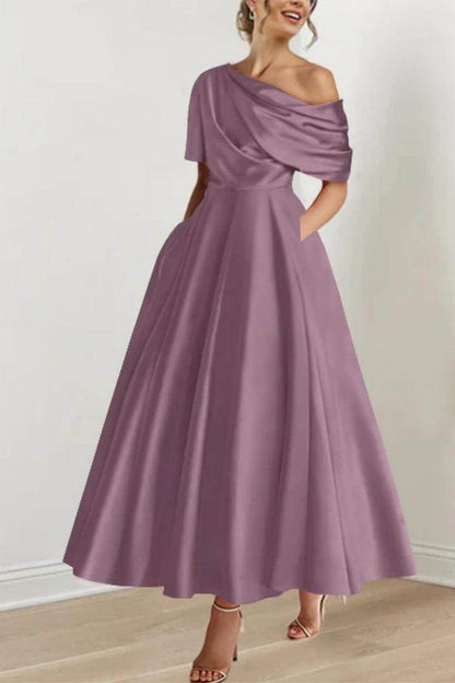 A Line One shoulder Half Sleeve Ankle Length Mother Dresses CM0366