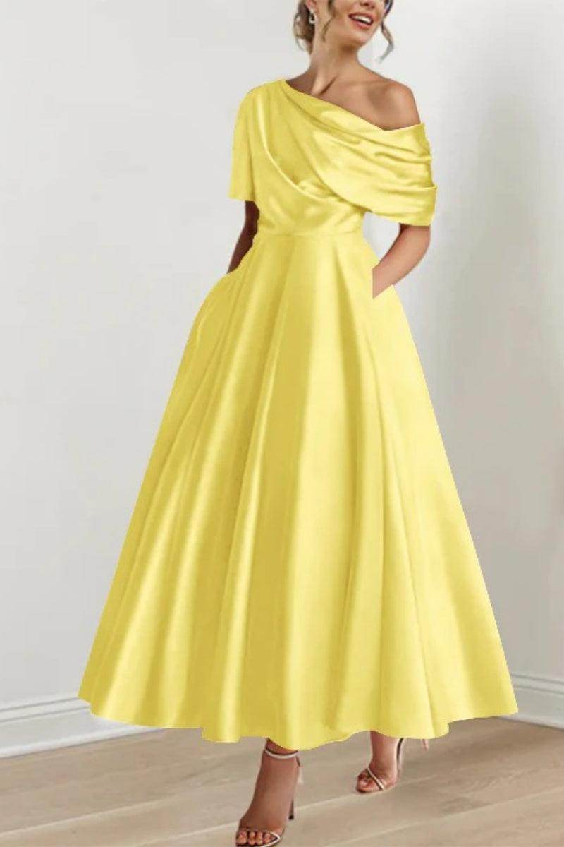 A Line One shoulder Half Sleeve Ankle Length Mother Dresses CM0366