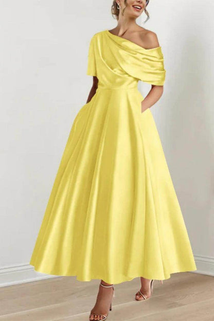 A Line One shoulder Half Sleeve Ankle Length Mother Dresses CM0366