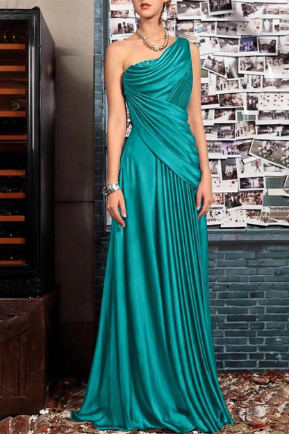 A Line One shoulder Half Sleeve Ankle Length Mother Dresses CM0366