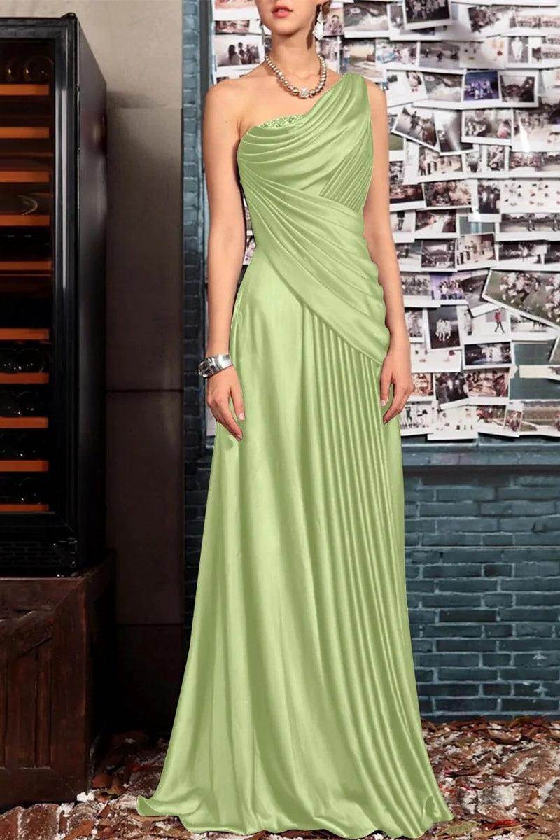 A Line One shoulder Half Sleeve Ankle Length Mother Dresses CM0366