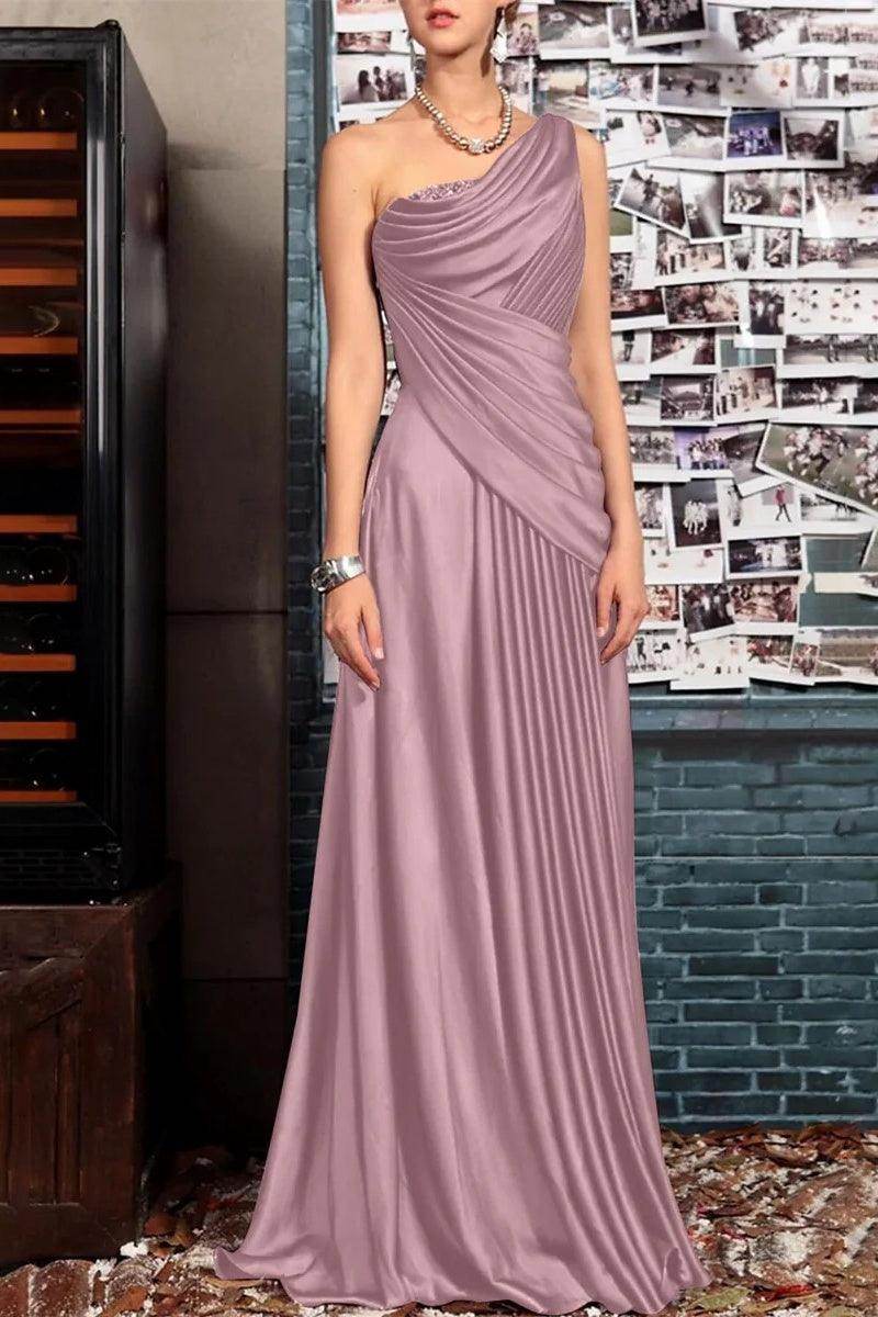 A Line One shoulder Half Sleeve Ankle Length Mother Dresses CM0366