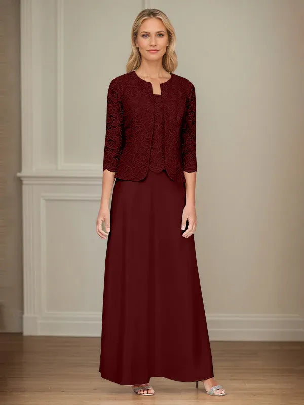 Glitter Lace & Satin Skirt Jacket Dress with Open Jacket