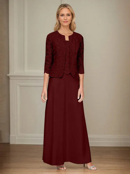 Glitter Lace & Satin Skirt Jacket Dress with Open Jacket