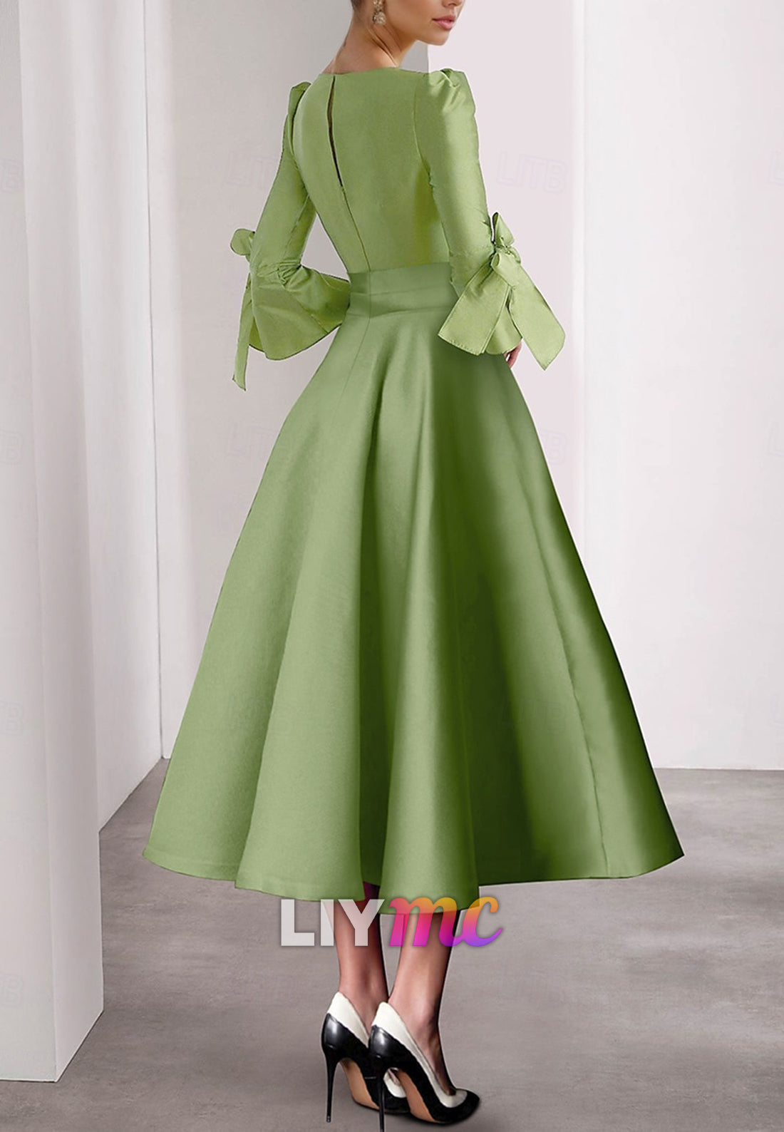 Cocktail Dresses Beach Wedding Elegant Dress Formal Tea Length 3_4 Length Sleeve