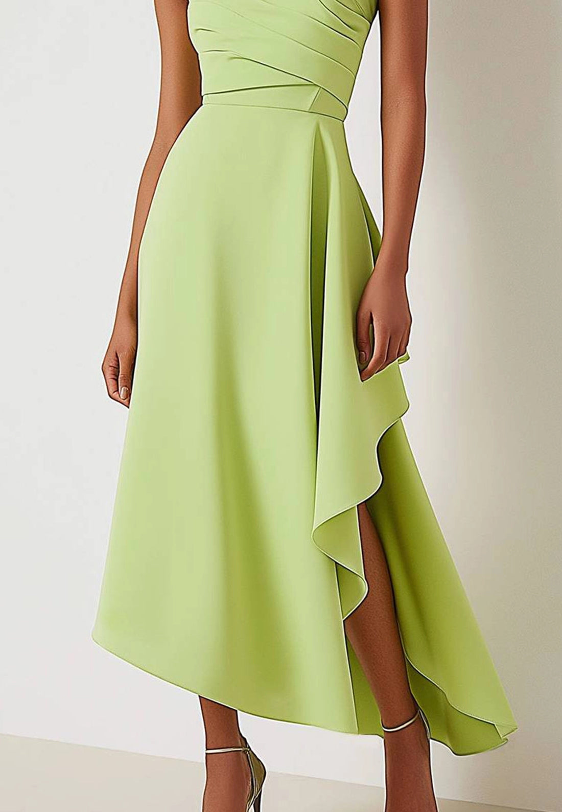 Cocktail Party Sleeveless Dress Green Knee-Length Dress
