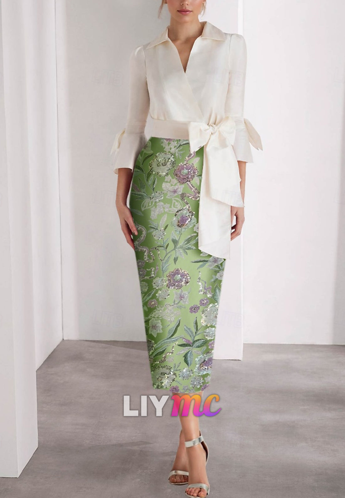 Column Cocktail Dresses Beach Wedding Elegant Dress Formal Valentine's Day Ankle Length Long Sleeve