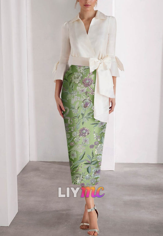 Column Cocktail Dresses Beach Wedding Elegant Dress Formal Valentine's Day Ankle Length Long Sleeve
