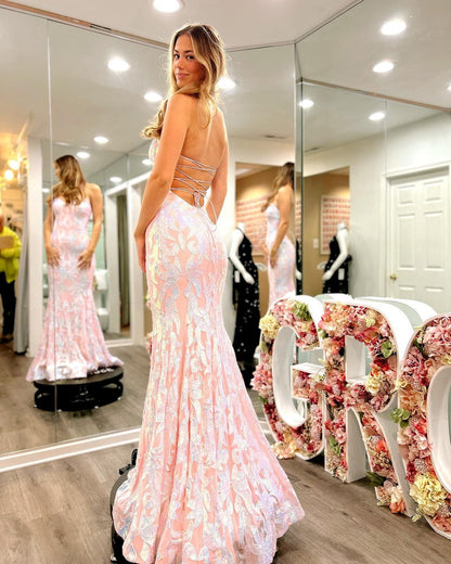 Cute Mermaid Strapless Blush Pink Long Prom Dresses