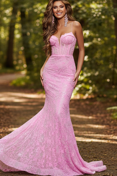 Sweetheart Lace Appliques Mermaid Prom Dress