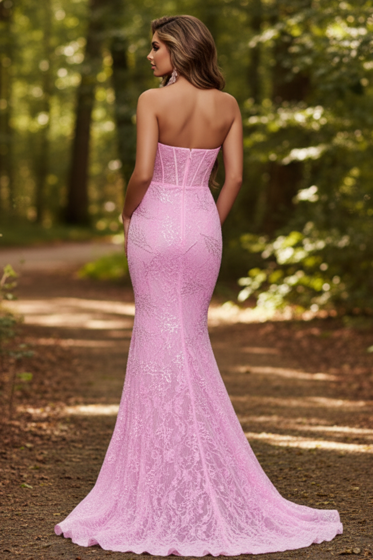 Sweetheart Lace Appliques Mermaid Prom Dress