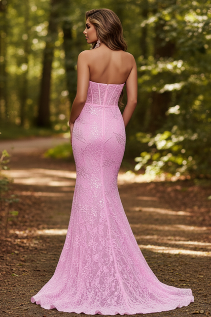 Sweetheart Lace Appliques Mermaid Prom Dress