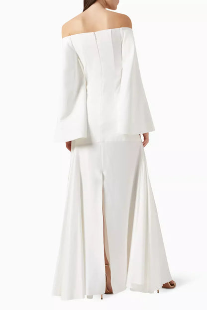 Off-Shoulder Long Sleeves A-Line Evening Dress