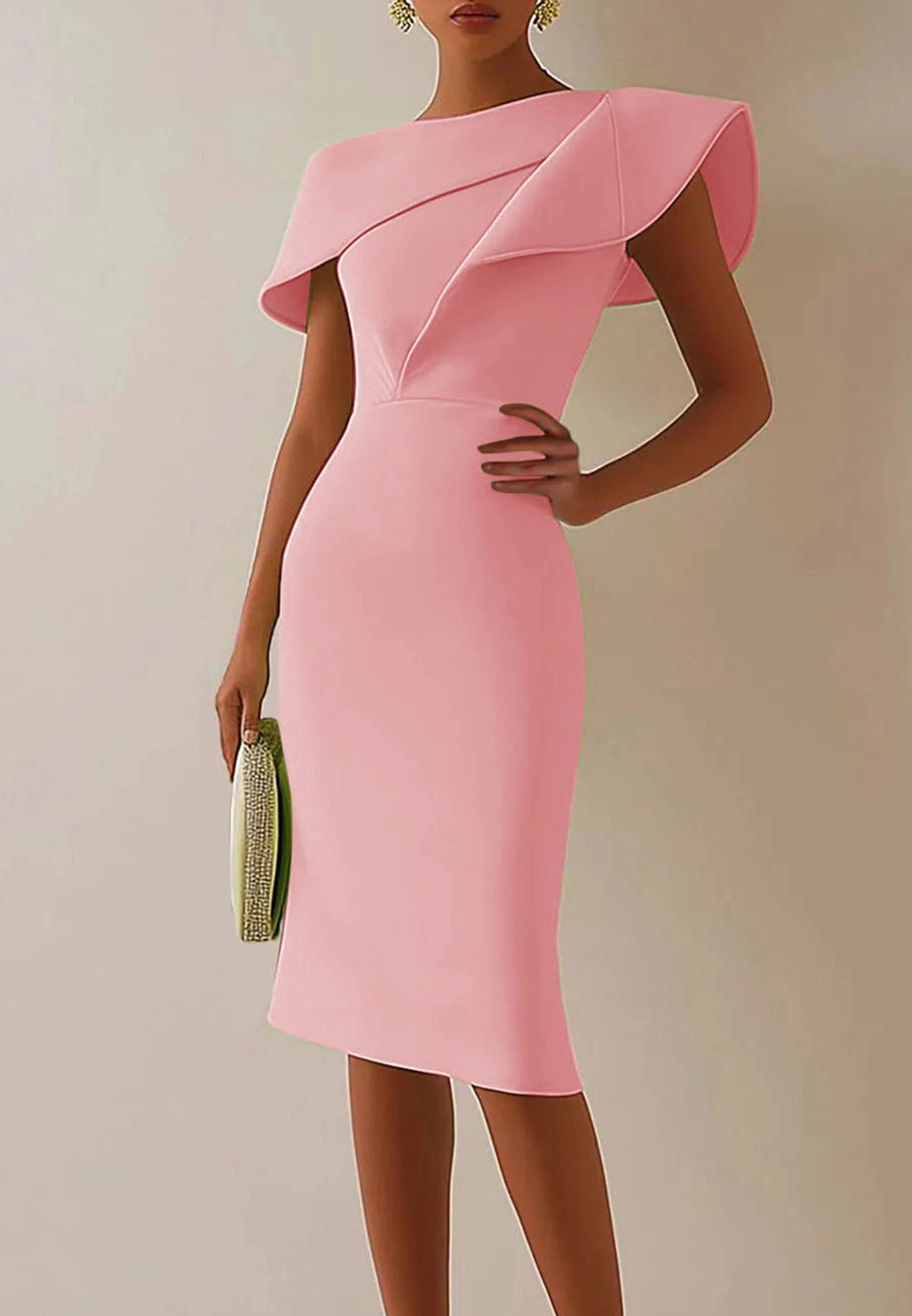 Formal Work Party Boat Neck Royal Blue Sleeveless Belted Slit Midi Dress