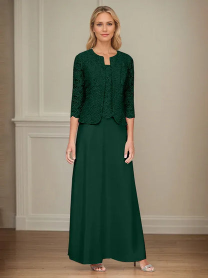 Glitter Lace & Satin Skirt Jacket Dress with Open Jacket