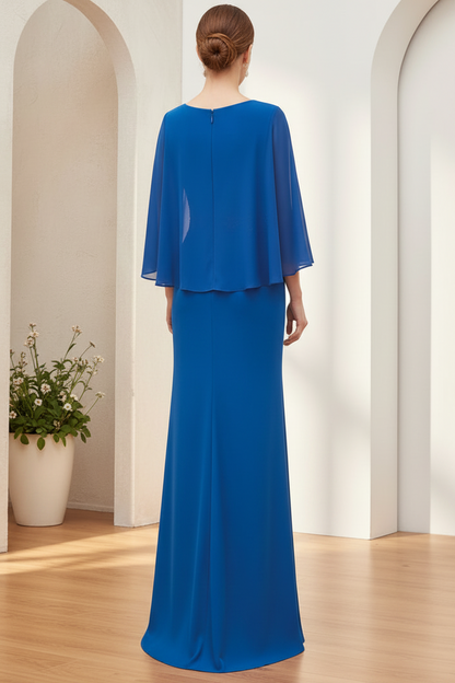 Mermaid Dress with V-Neck and Jeweled Appliqué