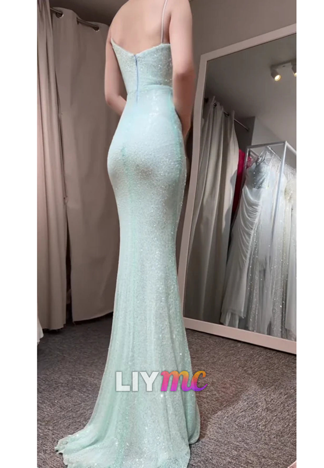 Elegant Green Sheath Long Prom Dresses Tulle Sapghetti Straps Evening Dresses Sleeveless Bridesmaid Dresses