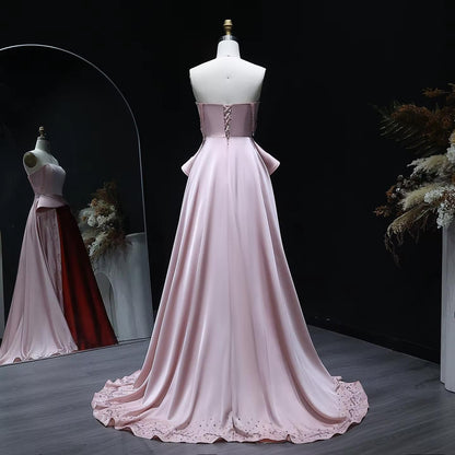 Vow Elegant Strapless Pink and Red Two-Tone Evening Dress