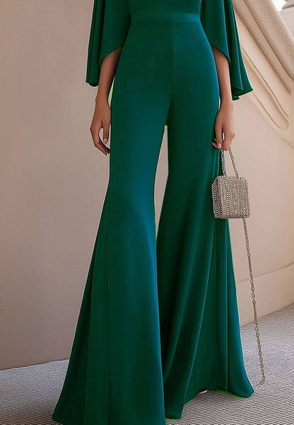 Evening Party Emerald Green Jumpsuit Off Shoulder Long Sleevs