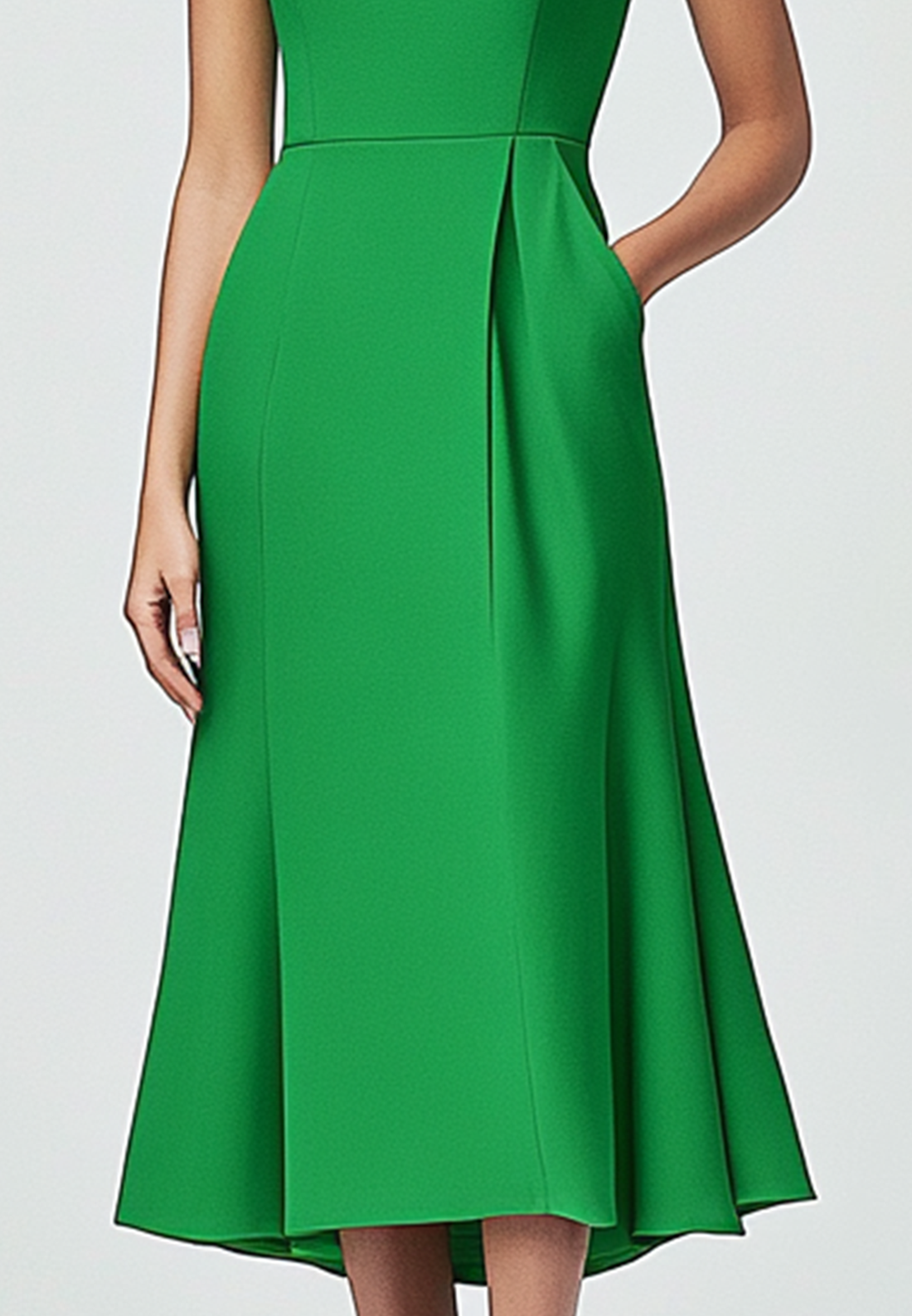 Formal Work Green A-Line Dress Short Sleeves Flared Dress