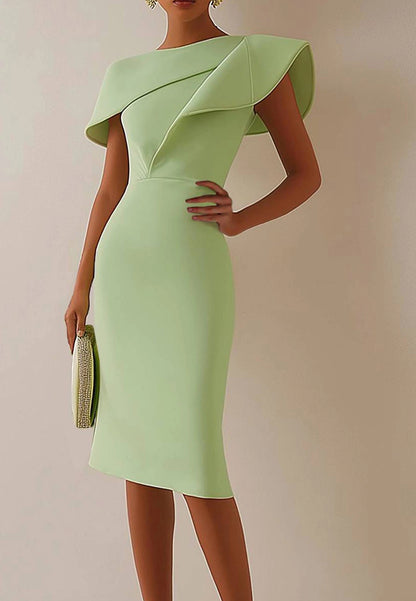 Formal Work Party Boat Neck Royal Blue Sleeveless Belted Slit Midi Dress