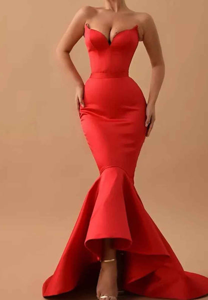 V-Neck Sleeveless Sleek Mermaid Prom Dress