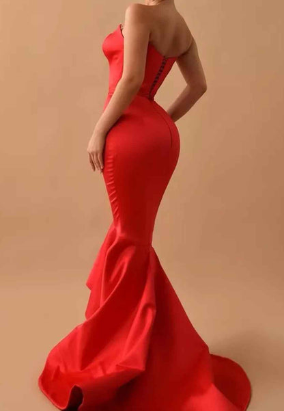 V-Neck Sleeveless Sleek Mermaid Prom Dress