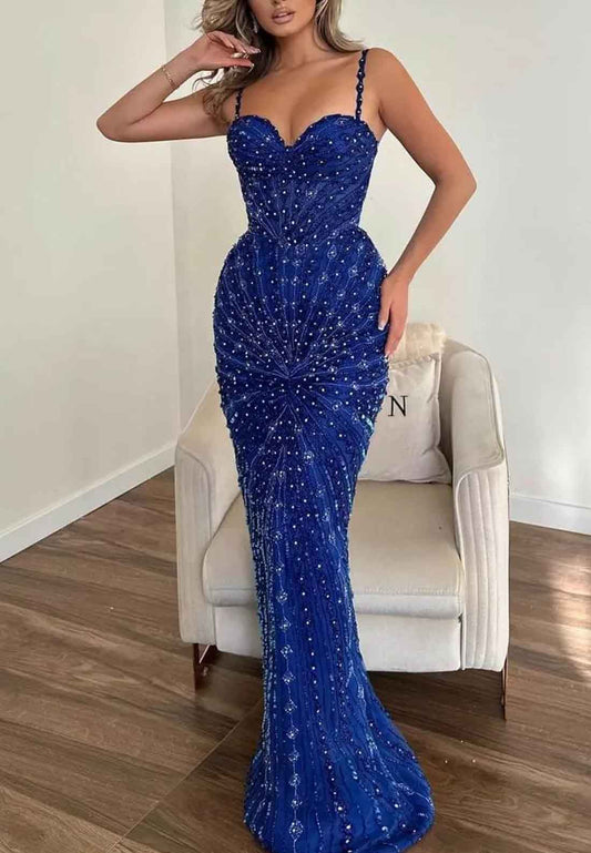 Sweetheart Sleeveless Appliques Sparkly Prom Dress