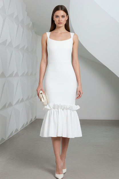 Scoop Pleated Mermaid Cocktail  Dress