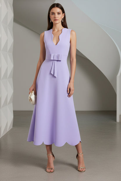 V-Neck Bow A-Line Cocktail Dress