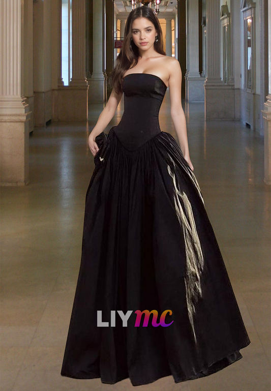 Straight Across Sleeveless Lace-Up Pleated A-Line Prom Dress