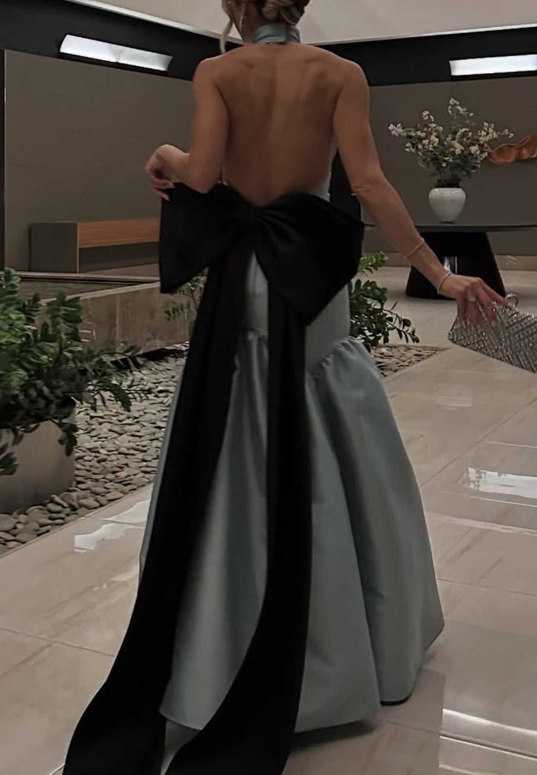 Halter Backless Bowknot Sleek Mermaid Evening Dress