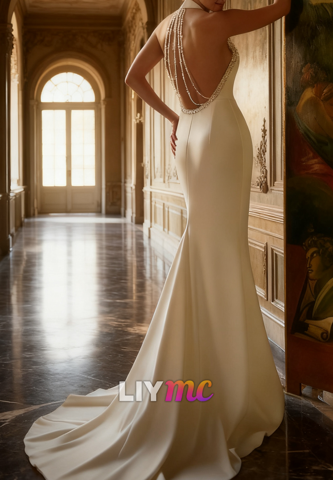 Halter Sleeveless Backless Mermaid Wedding Dress