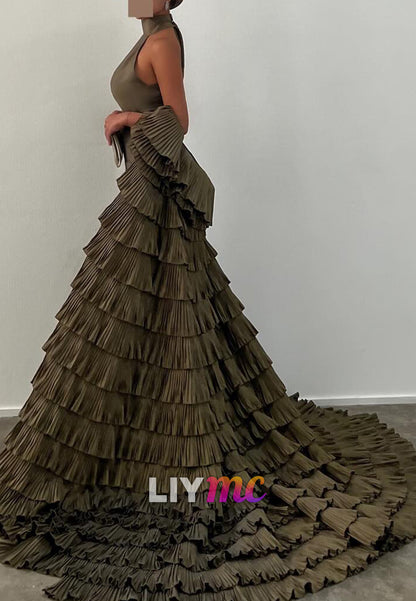 Halter Sleeveless Backless Sleek Mermaid Formal Dress
