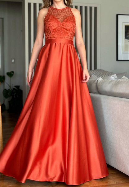 Halter Sleeveless Beaded Pleated A-Line Mother of Bride Dress